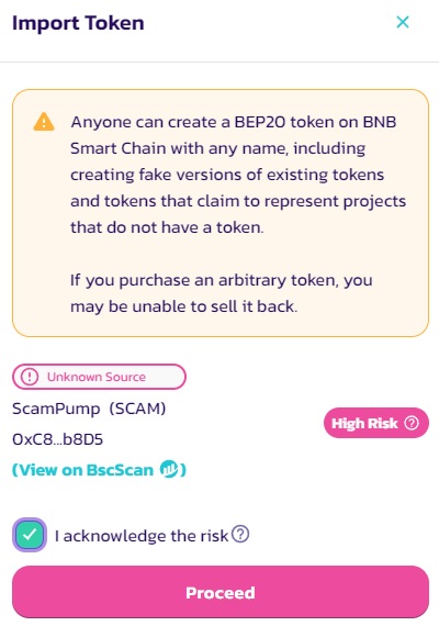 Token auf PancakeSwap importieren